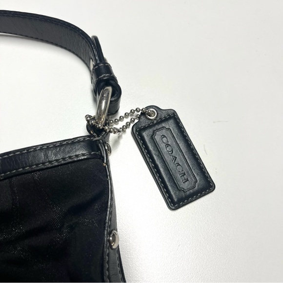 Vintage Coach F0849-12909 Black Signature "C" Lurex w/Stripe Hobo/purse/tote - Picture 3 of 8